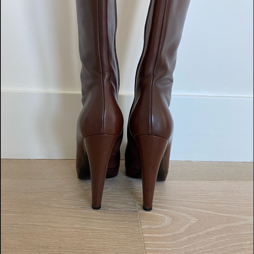 PRADA Calzature Donna Knee High Brown Boots 5.5 - Picture 5 of 7